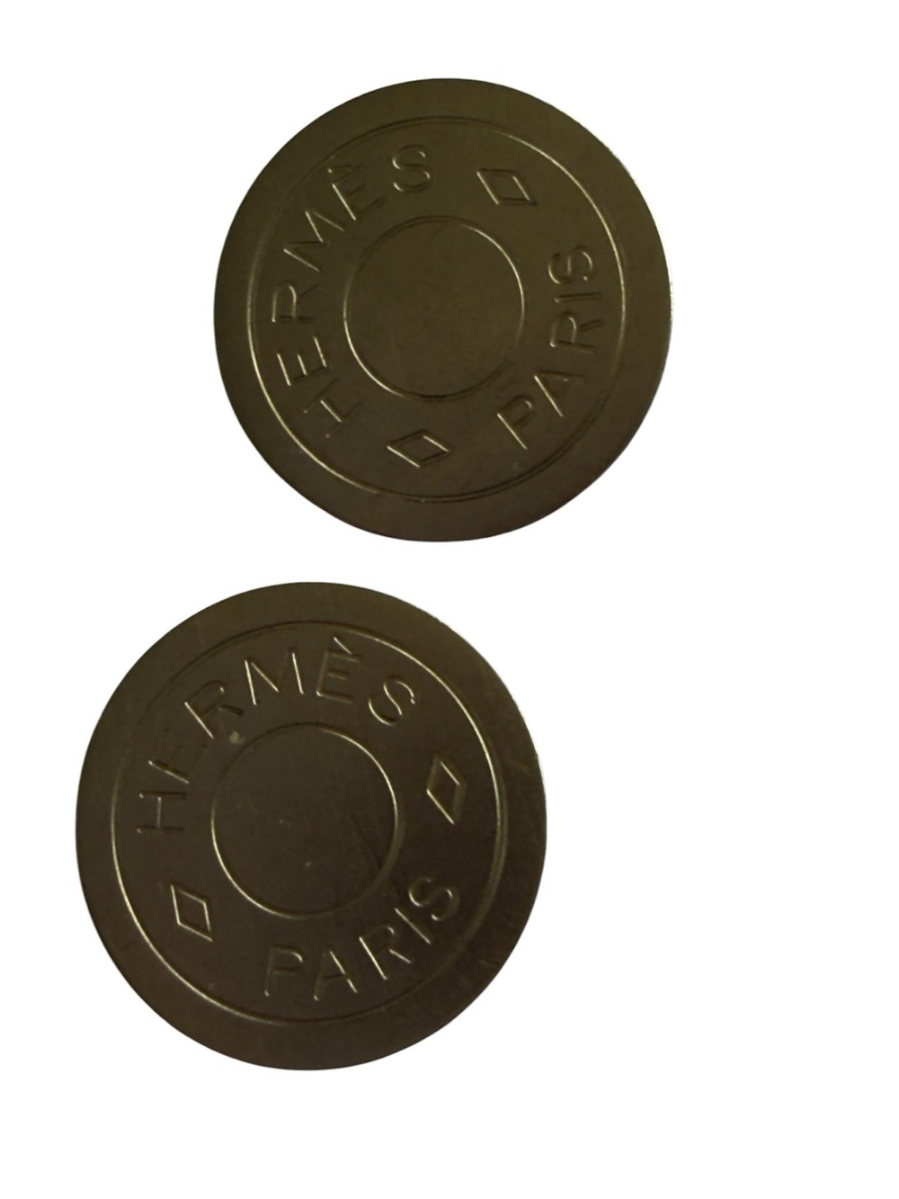 Hermès Paris Round Logo Clip-On Earrings Silver Tone Vintage